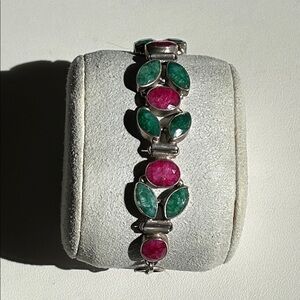 Sterling Silver Ruby Emeralds Bracelet